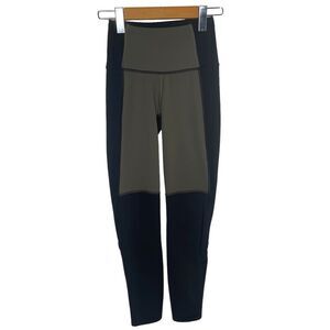 The North Face Black and Olive Green Color Block Leggings Size XS